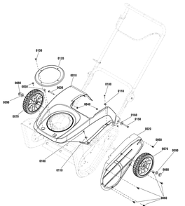 Wheel And Body Covering Group Diagram and Parts List for 1696507-00-1222EED 2015 Briggs and Stratton Snow Blower